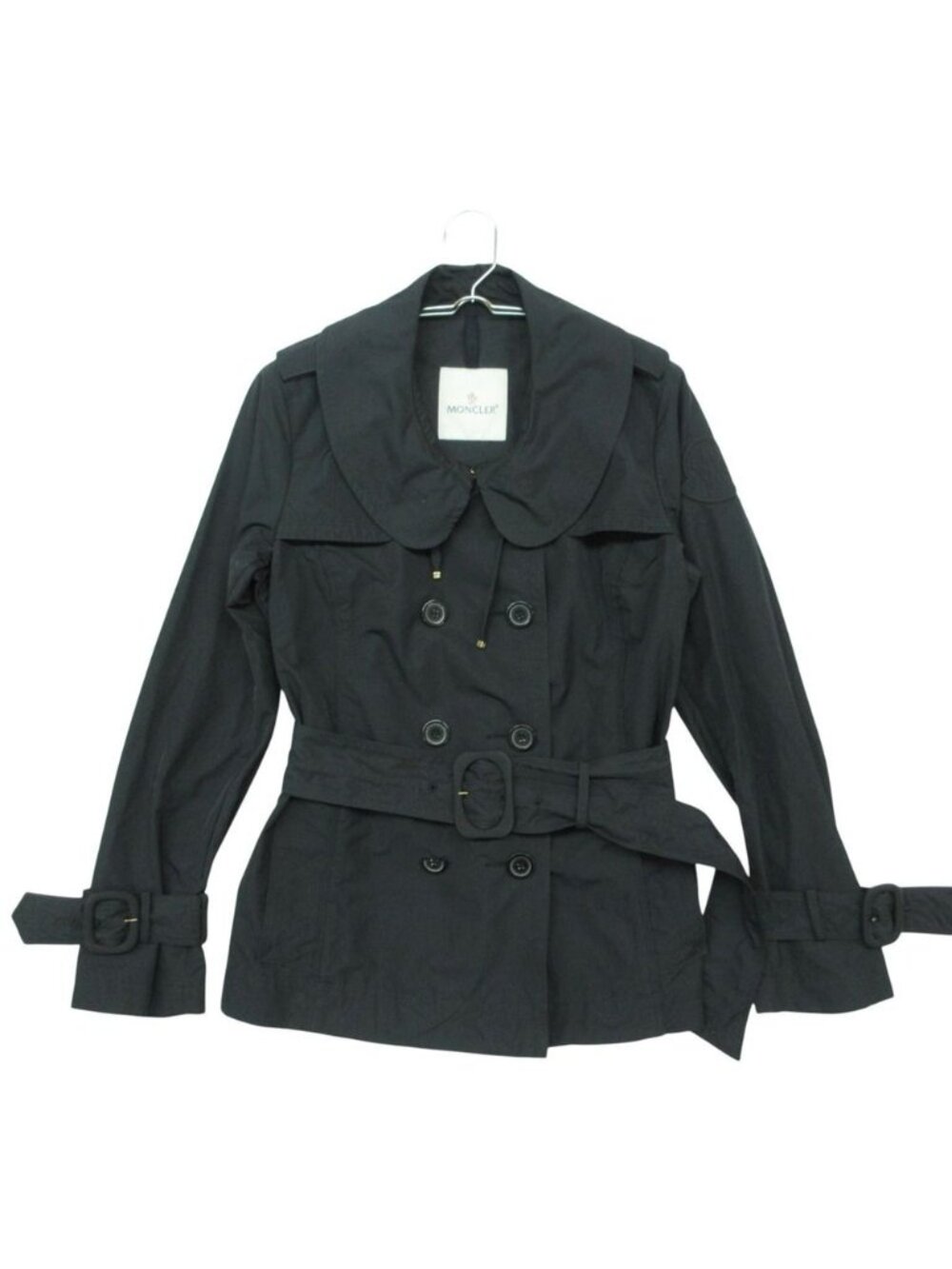 Moncler Trench Coat Nerine Double Jacket Round Collar Nylon Black